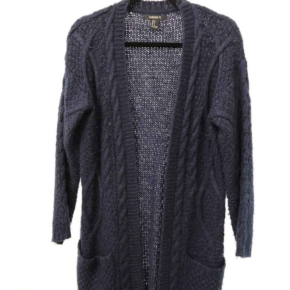 Forever 21 navy cable stitch cardigan